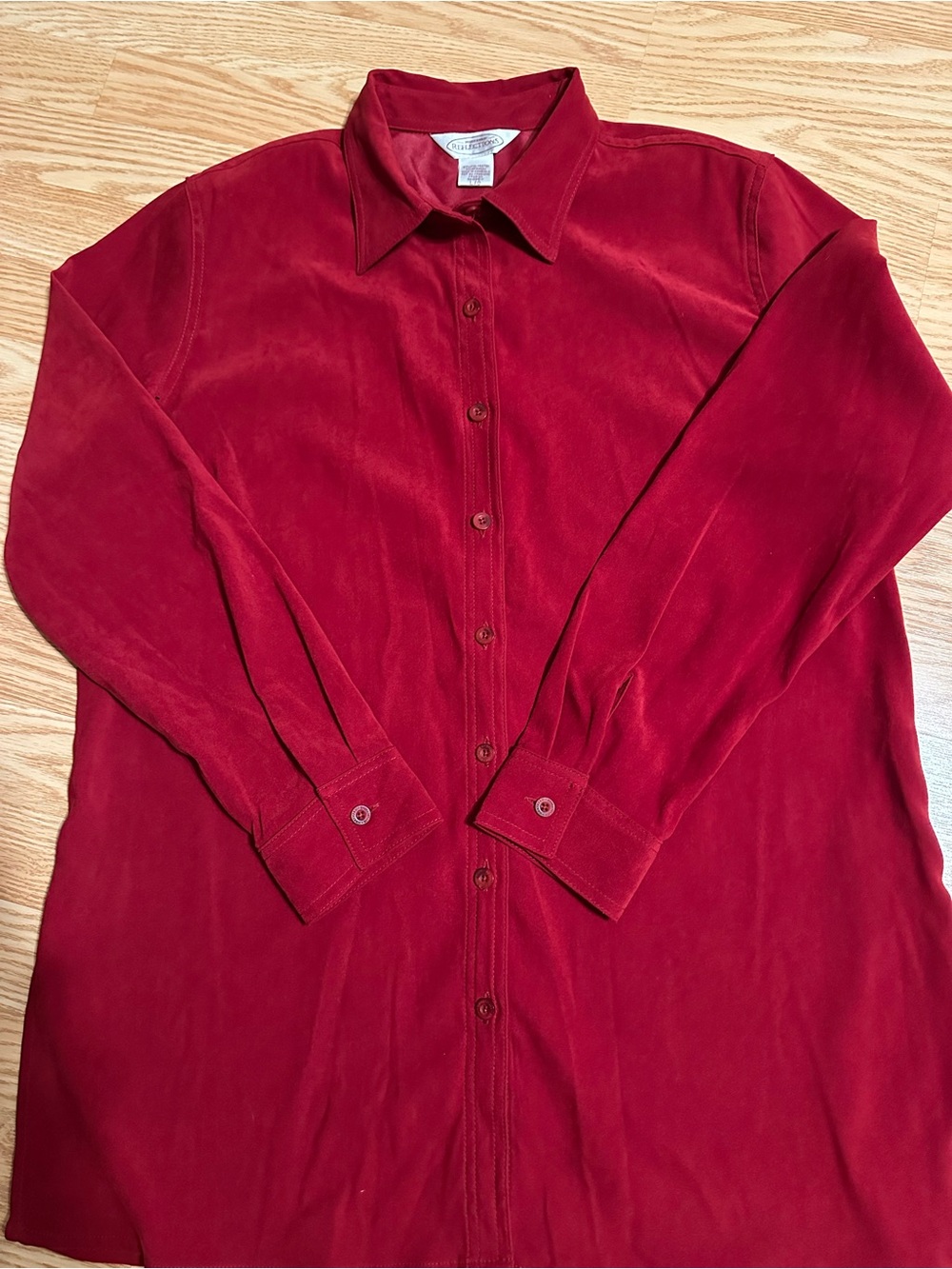 Suede Button-Down Shirt - Red